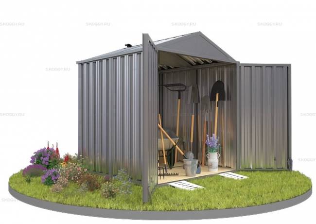 Хозблок SKOGGY секционный с двускатной крышей 2 х 2 м, цинковый Хозблок SKOGGY секционный с двускатной крышей 2 х 2 м, цинковый