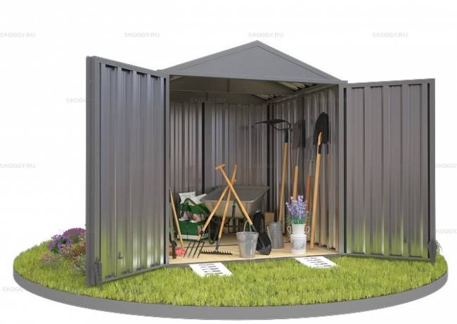 Хозблок SKOGGY секционный с двускатной крышей 2 х 2 м, цинковый Хозблок SKOGGY секционный с двускатной крышей 2 х 2 м, цинковый