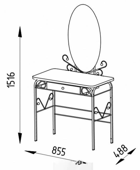 Стол дамский с ящиком ММД 303 Черный / Венге Стол дамский с ящиком ММД 303 Черный / Венге