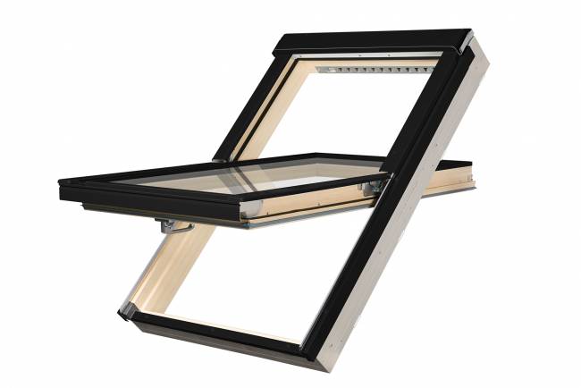 Ламинированное пластиковое мансардное окно PTP-V/PI U3 "Сосна", однокамерное Ламинированное пластиковое мансардное окно PTP-V/PI U3 "Сосна", однокамерное