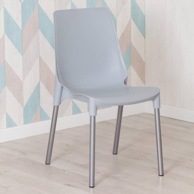 Стул Джениус/Genius (мод. 75) пластик/металл, 46x56x84cм, серый/опоры хром (Комплект из 4 шт.) серый металл/пластик Стул Джениус/Genius (мод. 75) пластик/металл, 46x56x84cм, серый/опоры хром (Комплект из 4 шт.) серый металл/пластик