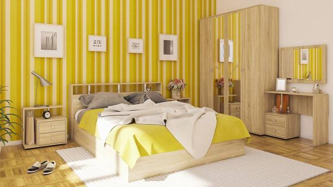 Кровать с ящиками 1600 Камелия + две тумбы цвет дуб сонома Кровать с ящиками 1600 Камелия + две тумбы цвет дуб сонома