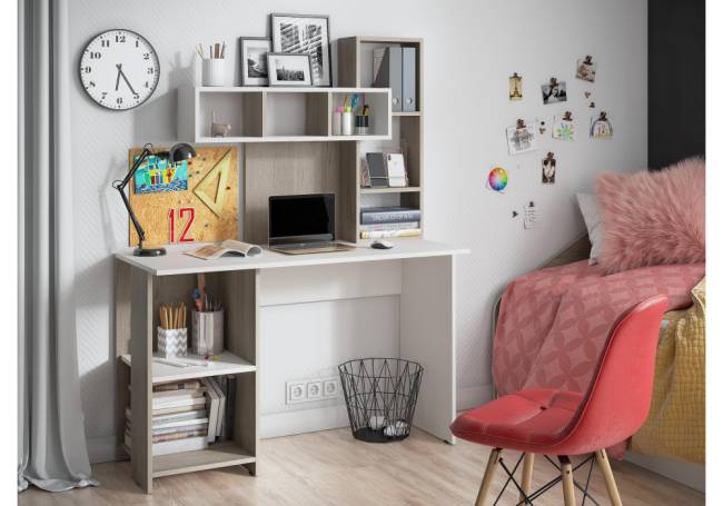 Компьютерный стол Эфес дуб крафт серый / белый