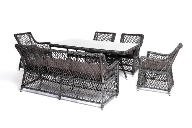 "Катания" обеденная группа плетеная на 6 персон, цвет графит