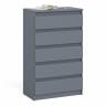 Узкий комод пять ящиков Мори МК700.5 цвет графит Узкий комод пять ящиков Мори МК700.5 цвет графит