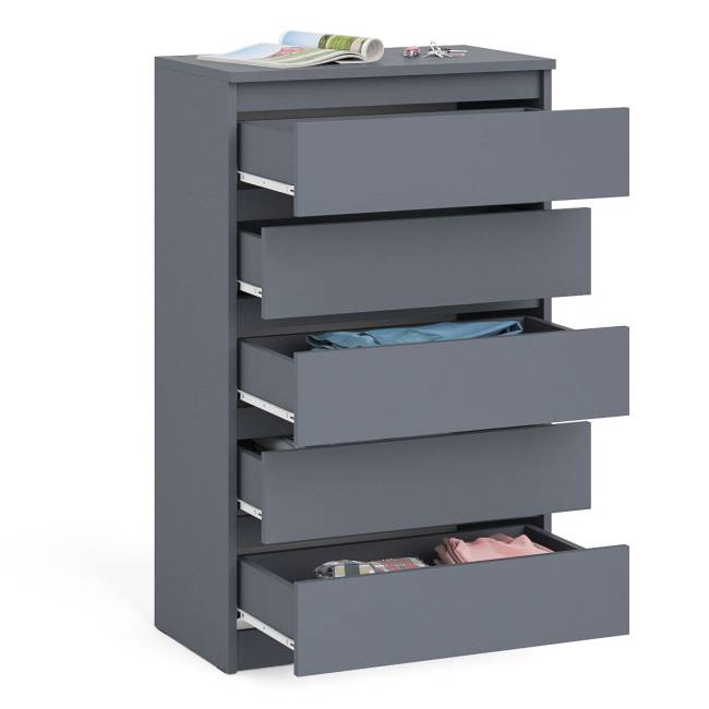 Узкий комод пять ящиков Мори МК700.5 цвет графит Узкий комод пять ящиков Мори МК700.5 цвет графит