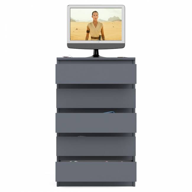 Узкий комод пять ящиков Мори МК700.5 цвет графит Узкий комод пять ящиков Мори МК700.5 цвет графит