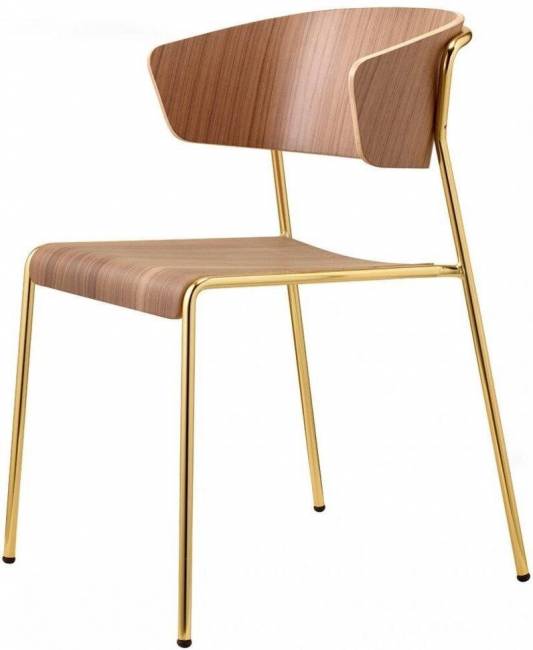 Кресло деревянное Lisa Wood сатинированная латунь, орех 510х560х770 мм Кресло деревянное Lisa Wood сатинированная латунь, орех 510х560х770 мм