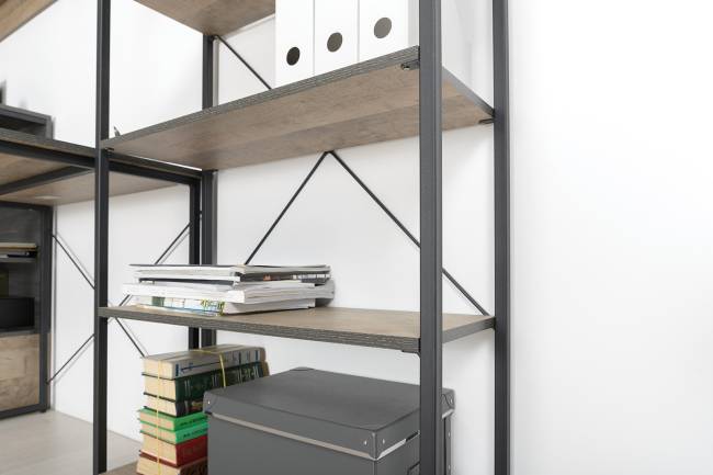 Стеллаж 13.151.02 и шкаф-пенал с витриной с подсветкой Трувор цвет дуб гранж песочный/интра Стеллаж 13.151.02 и шкаф-пенал с витриной с подсветкой Трувор цвет дуб гранж песочный/интра