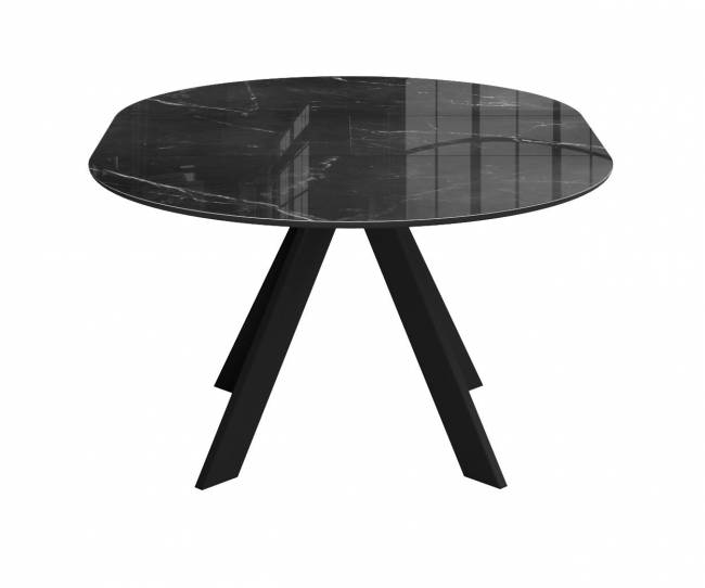 Стол DikLine SFC110 d1100 стекло Оптивайт Черный мрамор/подстолье черное/опоры черные Стол DikLine SFC110 d1100 стекло Оптивайт Черный мрамор/подстолье черное/опоры черные