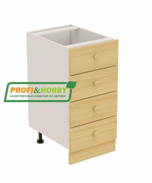 Тумба 4 ящика 400х530х720 + фасад сосна без покраски Тумба 4 ящика 400х530х720 + фасад сосна без покраски