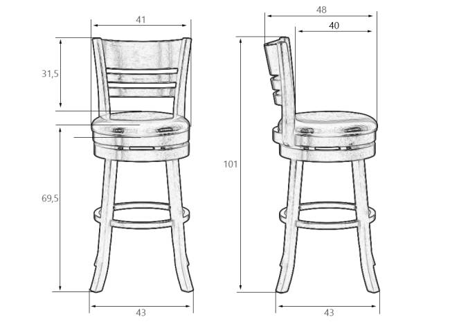Вращающийся полубарный стул DOBRIN WILLIAM COUNTER, шоколад, черный