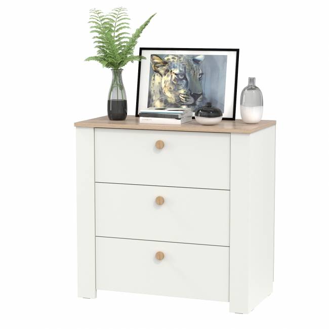 Комод три ящика Джастин 16.228.03 цвет белый шагрень/дуб белый эксклюзив Комод три ящика Джастин 16.228.03 цвет белый шагрень/дуб белый эксклюзив