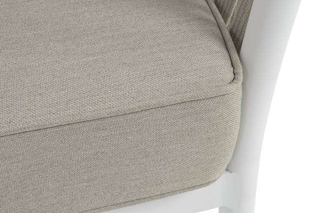 "Касабланка" диван 3-местный плетеный из роупа, каркас алюминий белый муар, роуп бежевый 20мм, ткань бежевая 052 "Касабланка" диван 3-местный плетеный из роупа, каркас алюминий белый муар, роуп бежевый 20мм, ткань бежевая 052