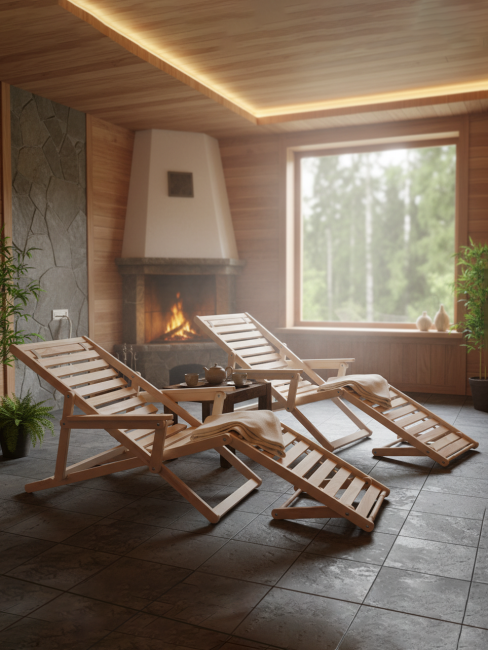 Шезлонг с подлокотниками