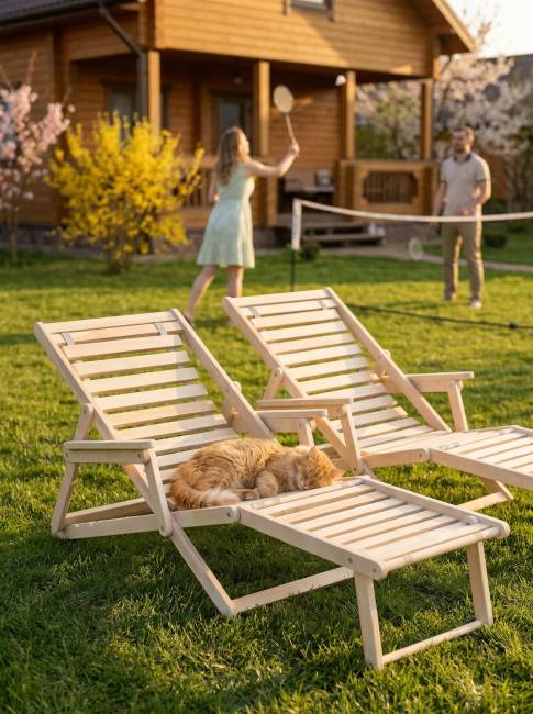 Шезлонг с подлокотниками