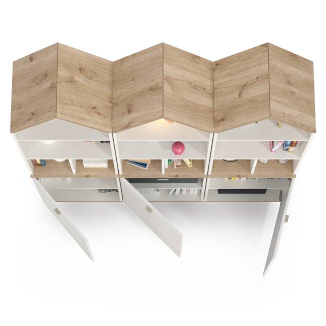 Набор из трёх комбинированных шкафов Эйп цвет белый/дуб белый