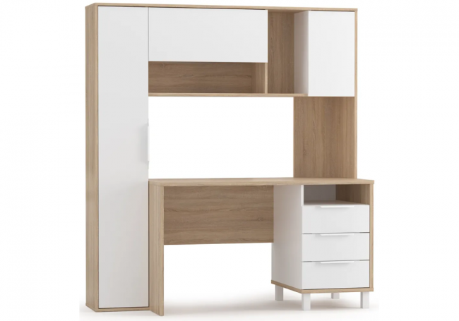 Компьютерный стол Комфорт 12.95 162х60,3х180 дуб сонома / белый PE шагрень