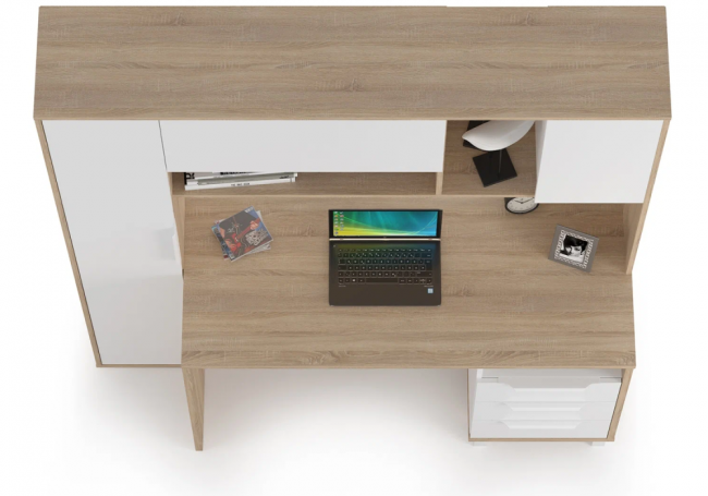 Компьютерный стол Комфорт 12.95 162х60,3х180 дуб сонома / белый PE шагрень