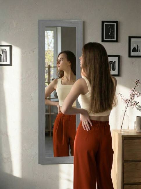 Зеркало настенное BeautyStyle 9 серый графит 138 см х 35 см