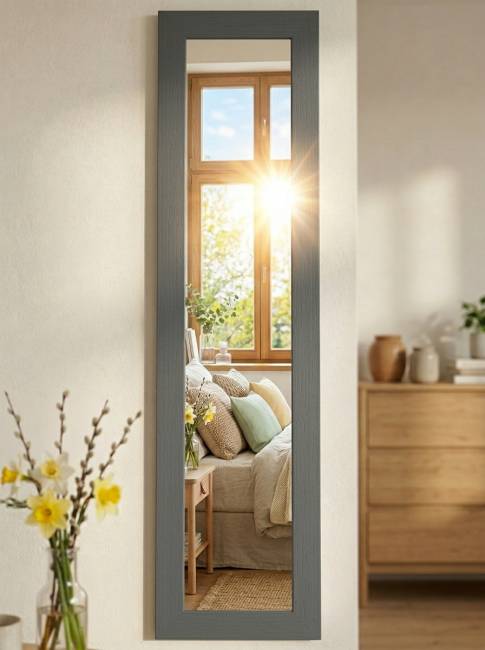 Зеркало настенное BeautyStyle 9 серый графит 138 см х 35 см