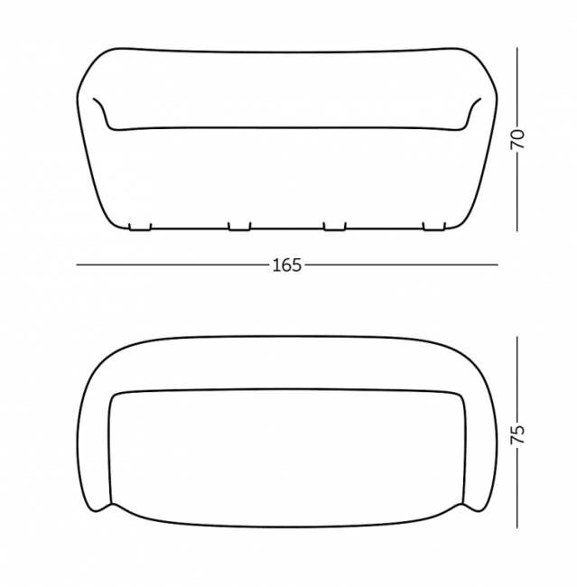 Диван пластиковый двухместный Reborn Standard миндальный бежевый 1650х750х700 мм