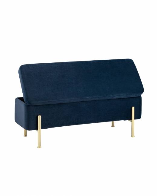 Банкетка Болейн с ящиком велюр синий